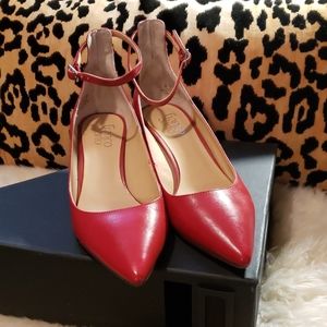 Franco Sarto Red Leather Kitten Heels